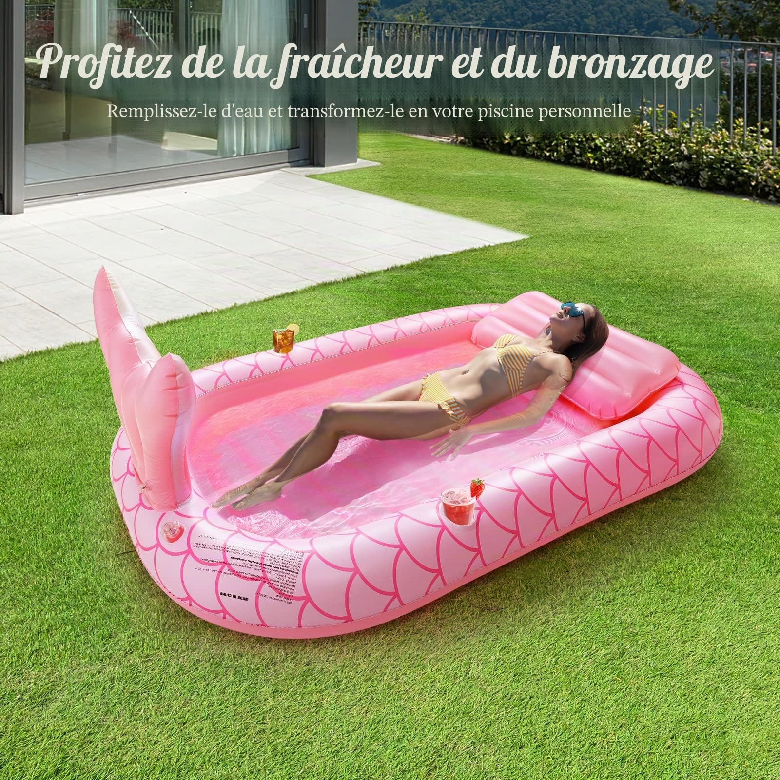 HeySplash Matelas Gonflable Piscine en PVC, Flotteur Gonflable Piscine en Baleine, Bouée Piscine d'eau avec Porte-gobelet, Matelas Flottant de Piscine Hamac d'eau Gonflable pour Adultes Enfants