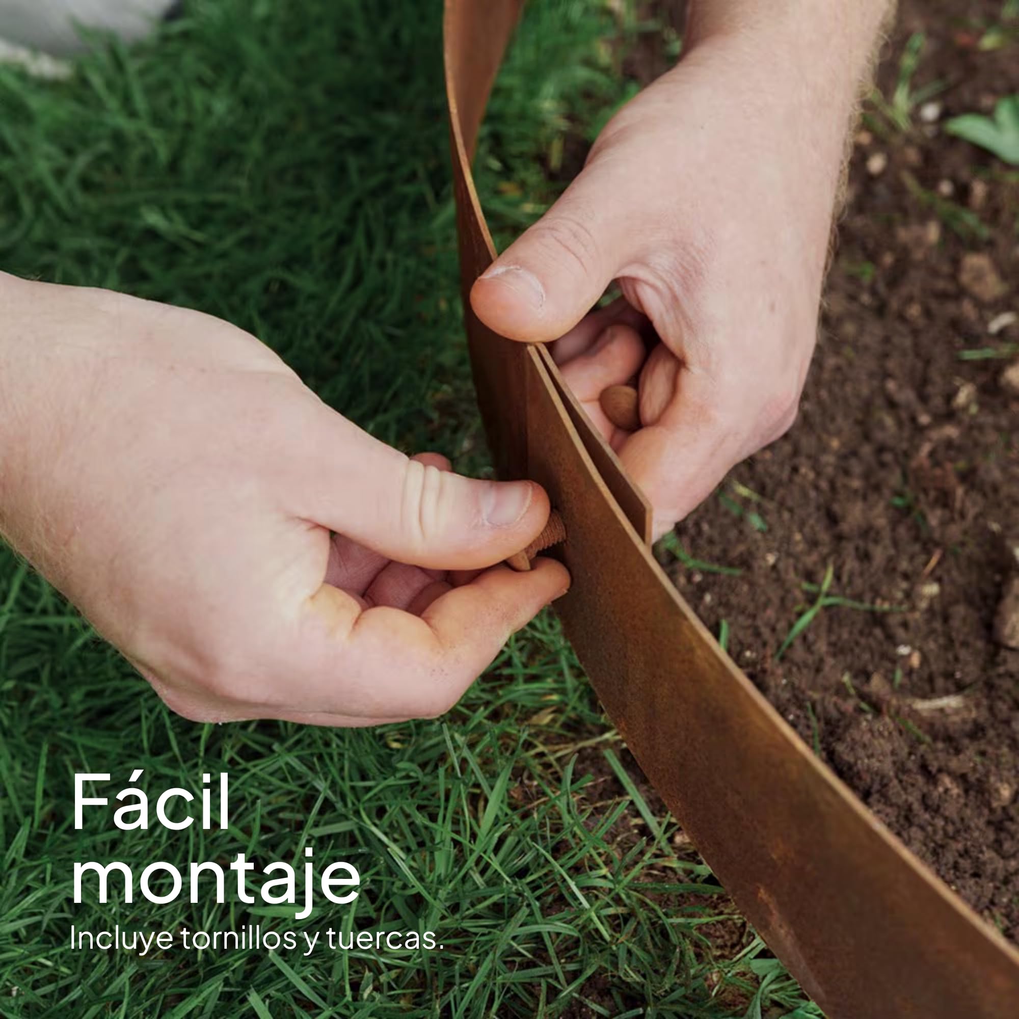 UNIGARDIA Anillo para Árbol de Acero Corten Ø 100 cm, Borduras Jardín Metálica de 20 cm de Altura - Bordura Circular con Pátina de Óxido - Aro Metálico Oxidado para Alcorques, Incluye 1 Par de Guantes