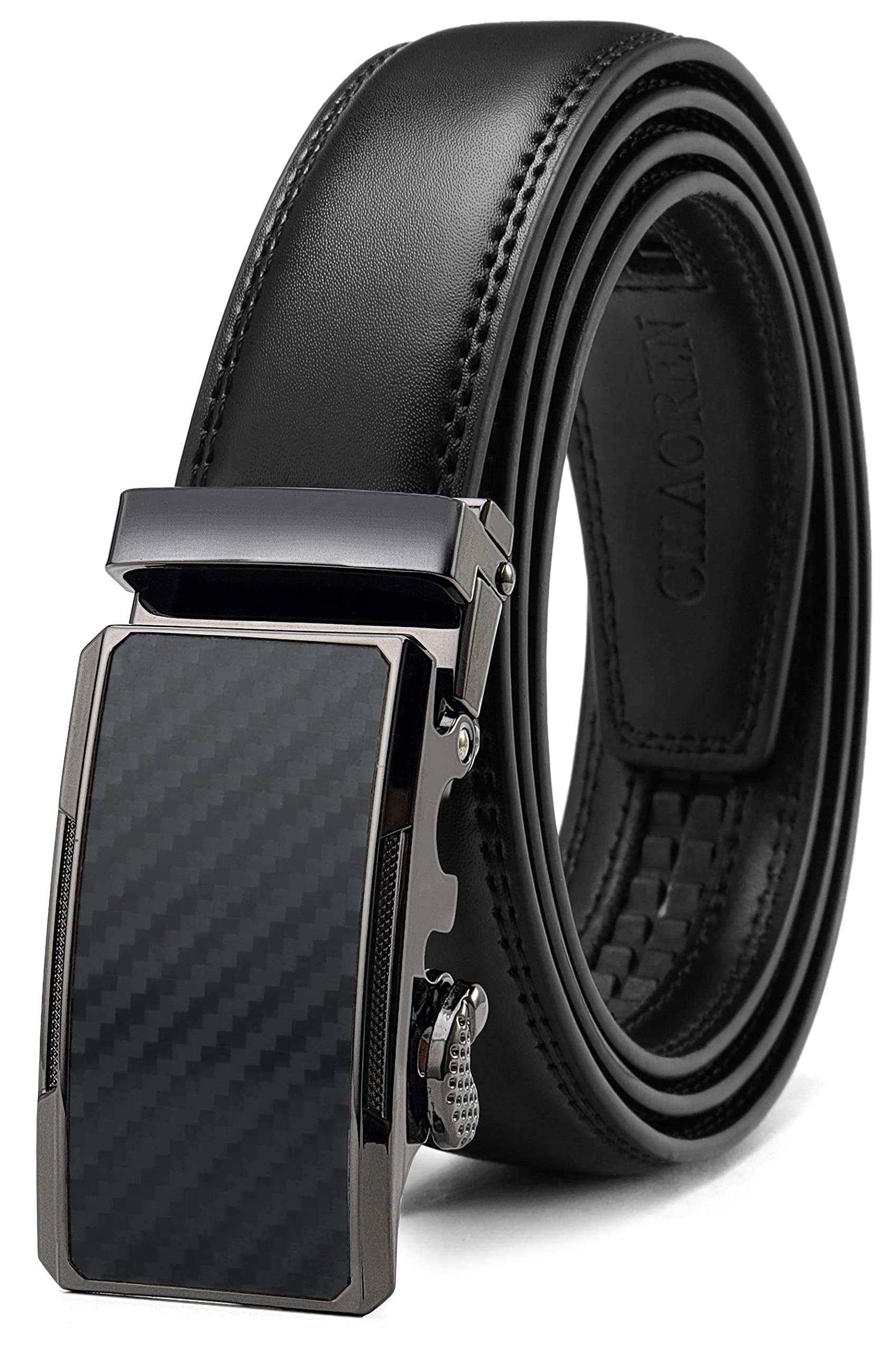 CHAOREN Mens Dress Belt - Mens Ratchet Belt Leather for Dress Pant - Micro Adjustable Belts Fit Everywhere