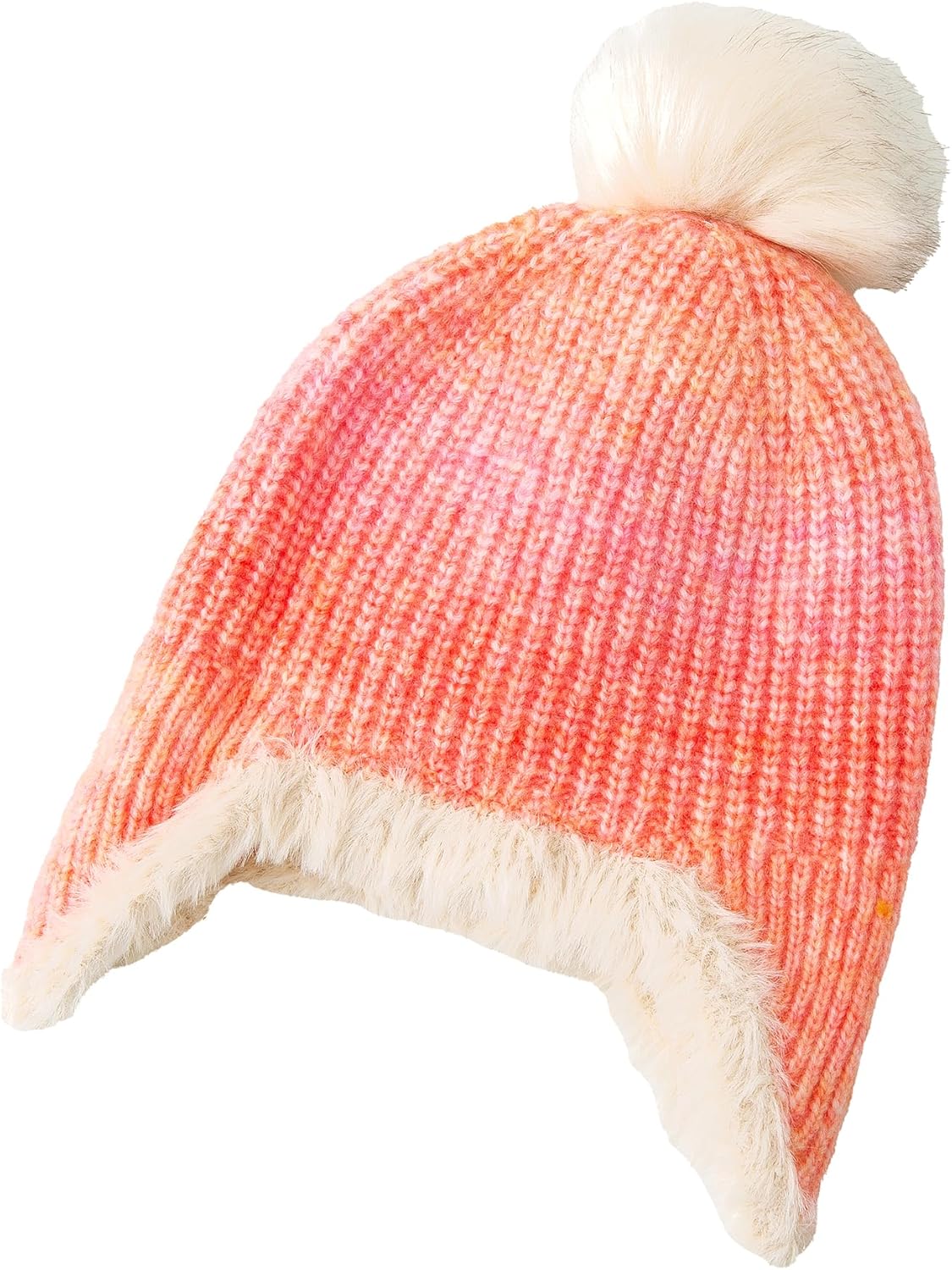 Jastore Kids Girls Winter Beanie Hat with Ear Flaps Boys Warm Fleece Lined Pom Pom Knit Hats Snow Ski Cap - Image 2