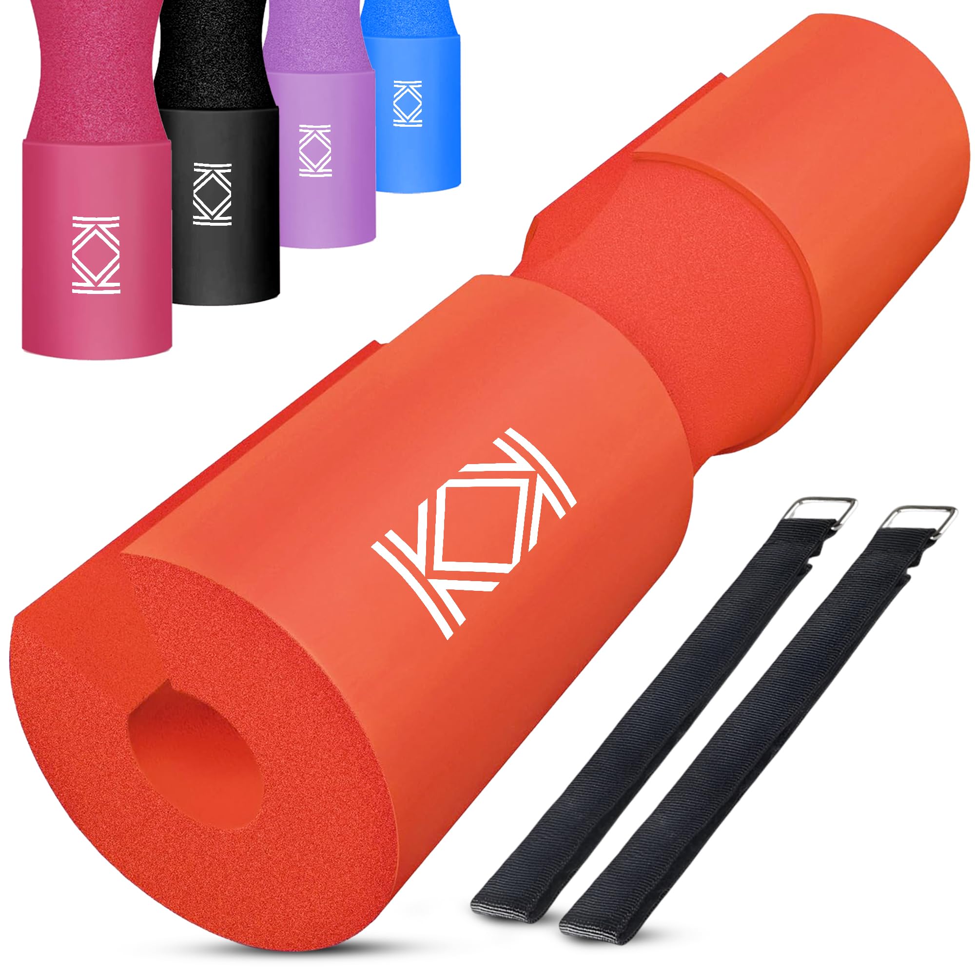 KK Barbell SquatPad Extra Thick NBR Foam Hip Thrust Pad - Non-Slip Lunges Workout Pad, Weightlifting & Heavy Weight Training Neck Support Pad With Safety Straps - (Red)