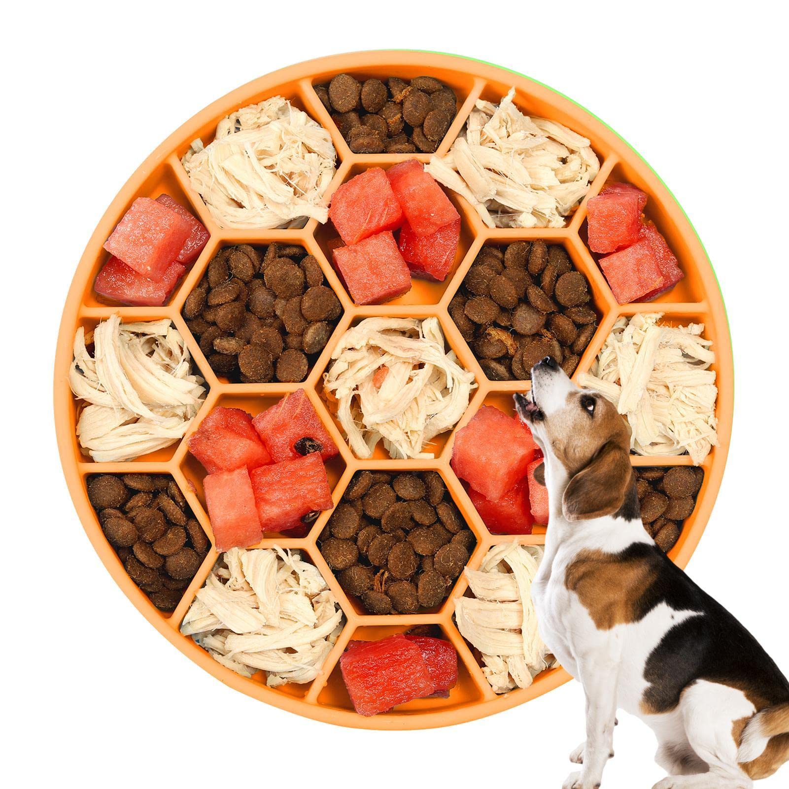 Pomurom Slow Feeder Dog Bowl,Non-Slip Puzzle Dog Bowl With Silicon | Anti-Hexagonal Honeycomb Gulping Non-Slip Pet Slower Food Feeding Bowls For Medium Large Dogs Cats And Pets