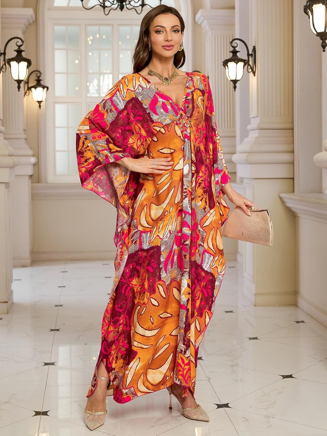 Women’s Kaftan Beach Cover Up Dress Plus Size Summer Swimsuit Loungewear Maxi Dress - Image 7