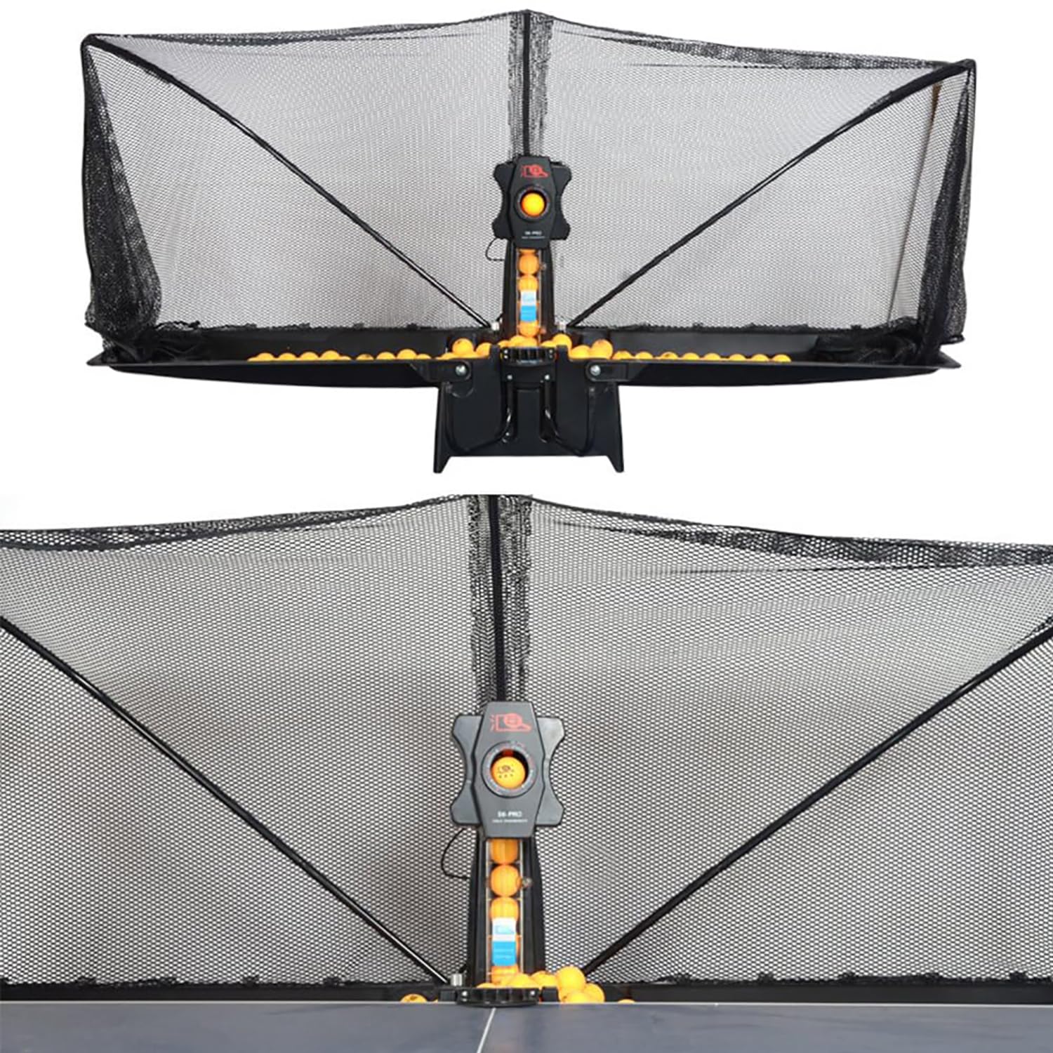 Tischtennis Roboter, Tischtennis Roboter Ballmaschine mit Netz und neun verschiedenen rotierenden Bällen, für das persönliche Training, kein manuelles Ballaufsammeln erforderlich