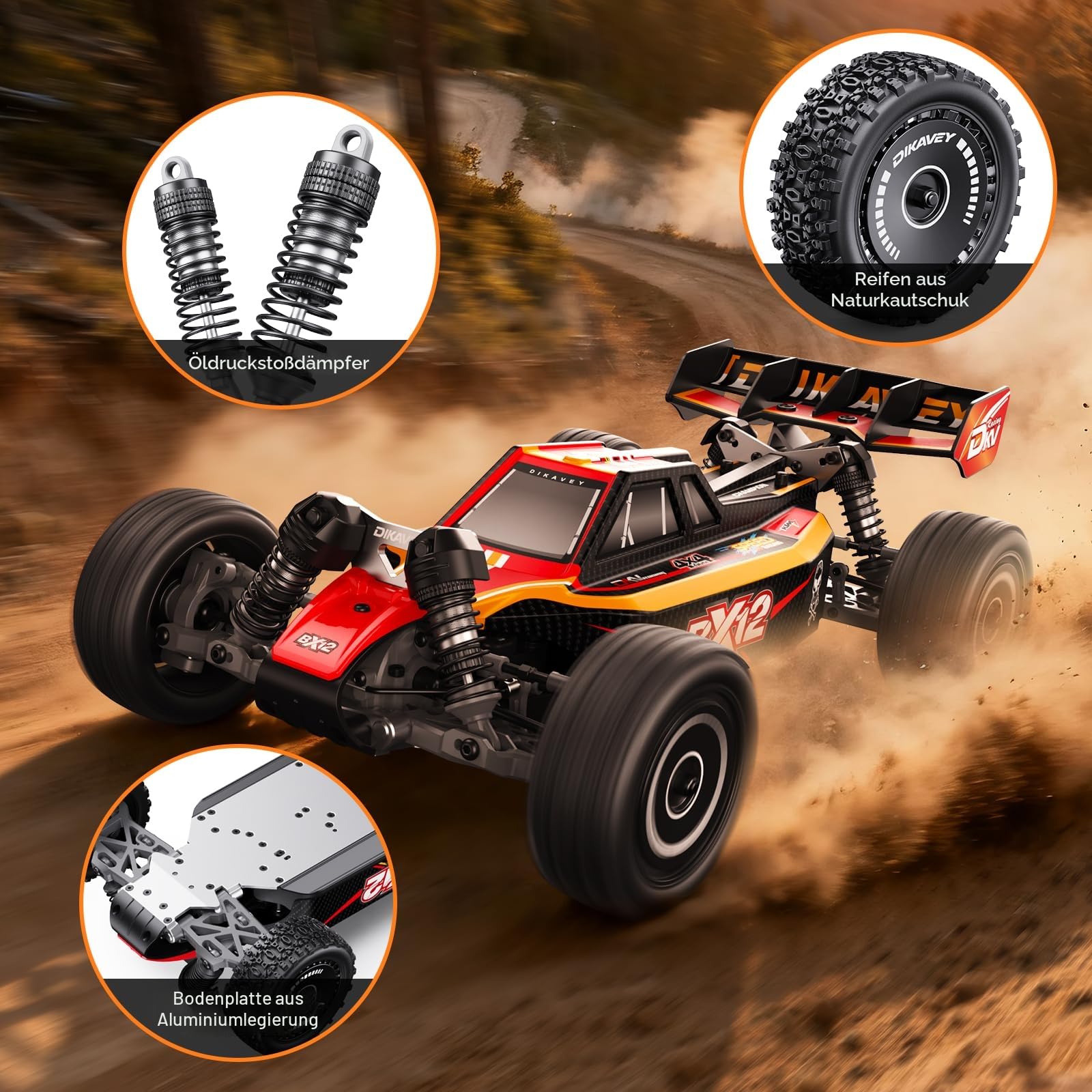 1/12 bürstenlose RC-Autos für Erwachsene, Max 50 MPH schneller RC-Buggy, All-Terrain-Hochgeschwindigkeits-Fernbedienungsauto, Hobby-Offroad-RC-Truck, 4x4-Trucks mit 3S-Batterie
