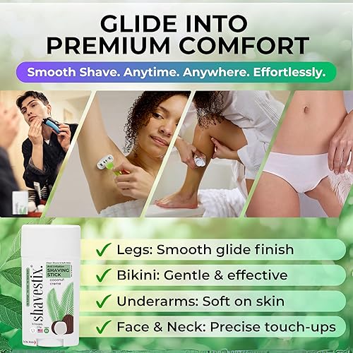 Miniatura 3 de Shavestix - Crema de afeitar en barra de 2.75 onzas  Artículos de tocador de tamaño de viaje para mujeres  Maquinillas de afeitar a base de leche de