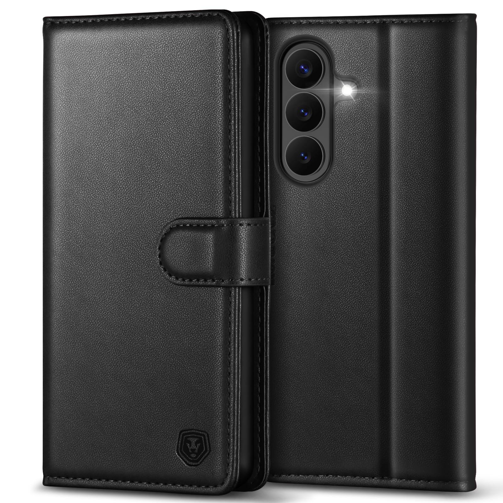 – for Samsung S26 Case with 4 Card Slots Magnetic Closure Kickstand Shockproof Protective Phone Case for Samsung Galaxy S26 - Black