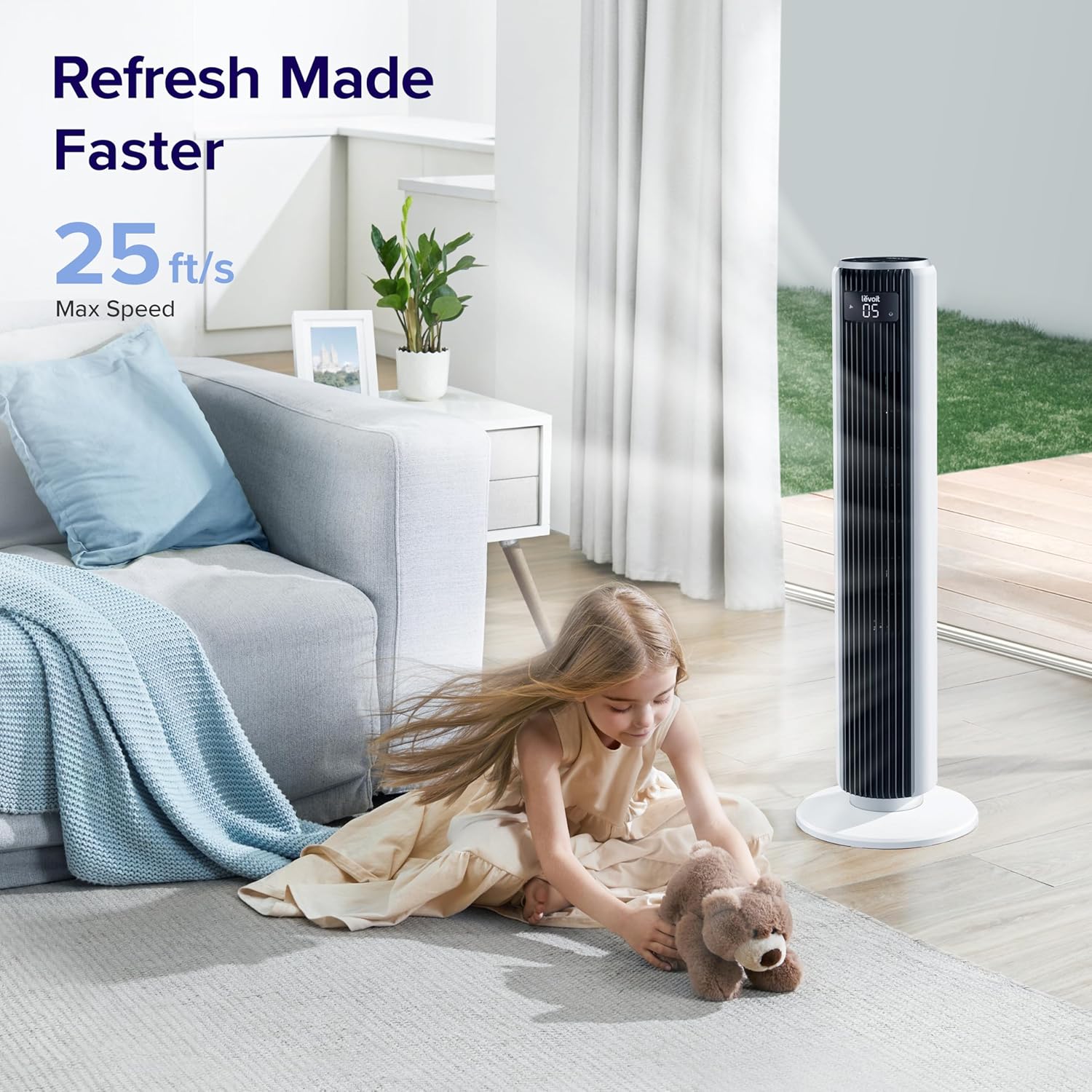 LEVOIT Tower Fan for Bedroom, 25ft/s Velocity 28dB Bladeless Oscillating Fan & Core 300 Air Purifier Replacement Filter, 3-In-1 Filter, Efficiency Activated Carbon, Core300-RF, 2 Pack, White