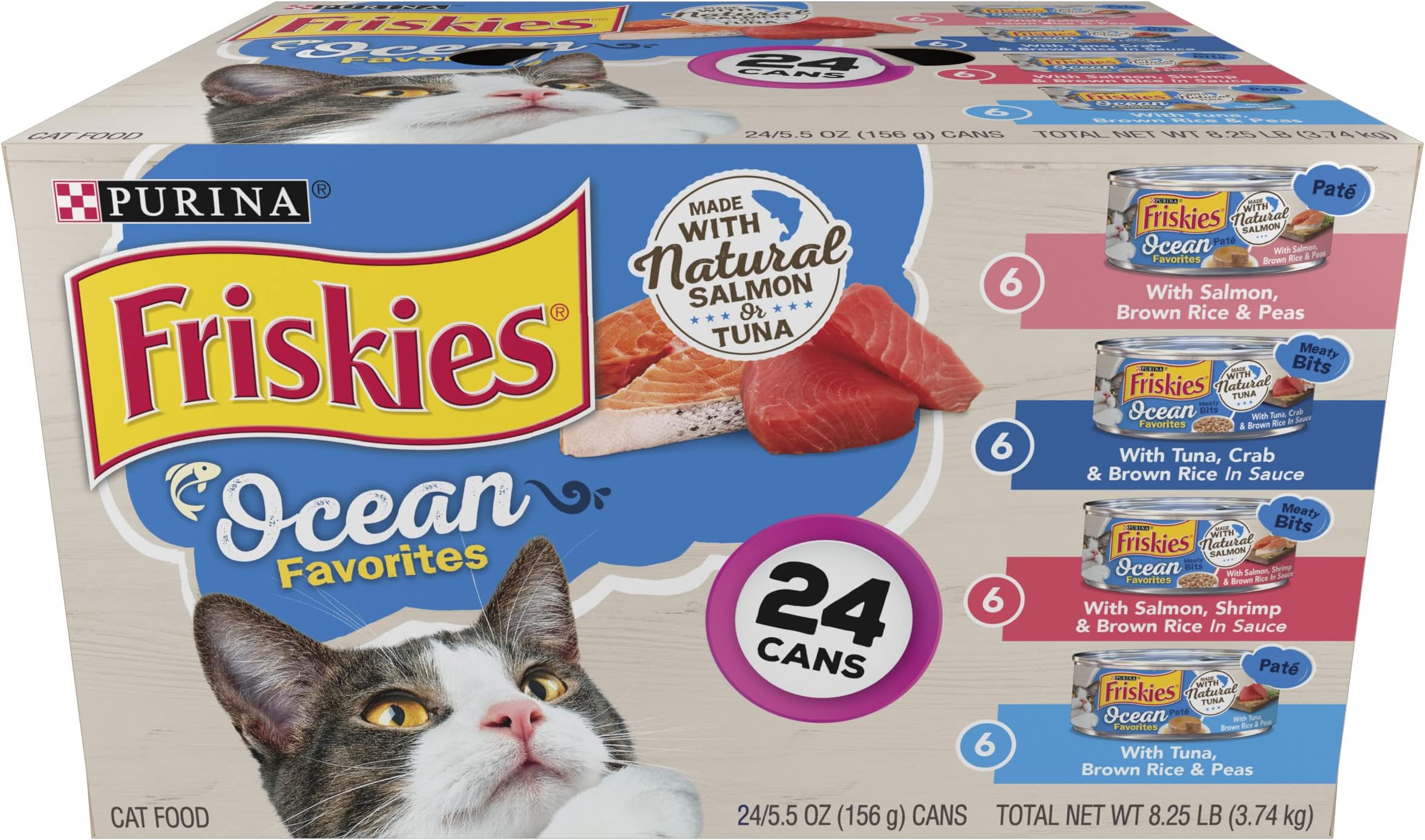 Purina Friskies Pate Wet Cat Food Pate Variety Pack Salmon Dinner, Turkey and