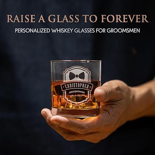 Miniatura 4 de Individual, regalos de padrinos de boda, vidrio de whisky personalizado para padrinos de boda, regalos de propuesta de padrinos de boda, regalos
