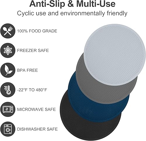 Miniatura 4 de Smithcraft Salvamanteles de silicona para microondas para platos calientes, ollas y sartenes, almohadillas calientes para cocina, mostrador de