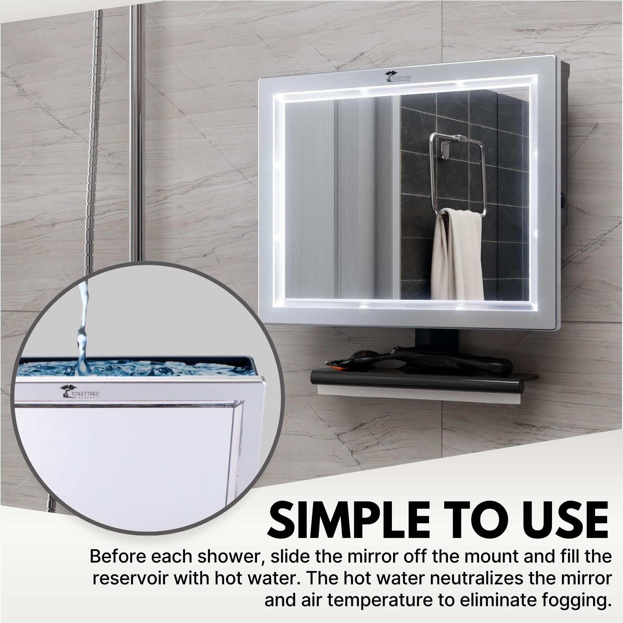 ToiletTree Products Espejo de Ducha LED sin Niebla de Lujo con escobilla de Goma