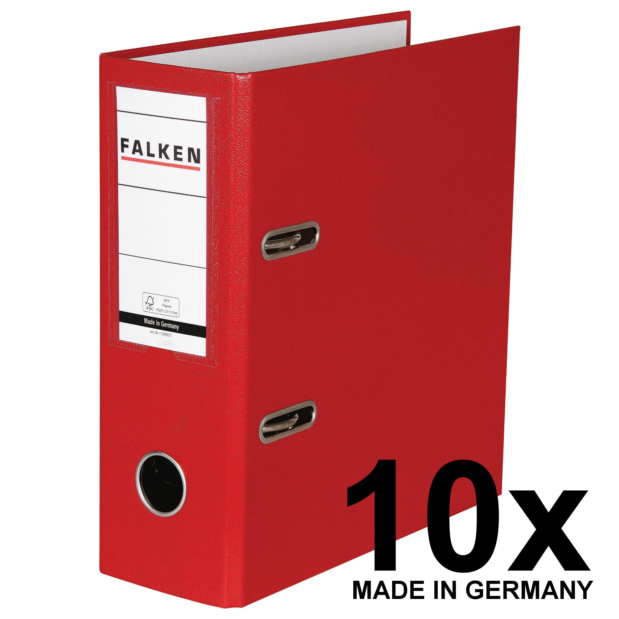 FALKEN 10x PP-Color Ordner Sonderformat 8 cm breit DIN A5 hoch rot | Made in Germany Kunststoffbezug außen Papierbezug innen austauschbares Rückenschild