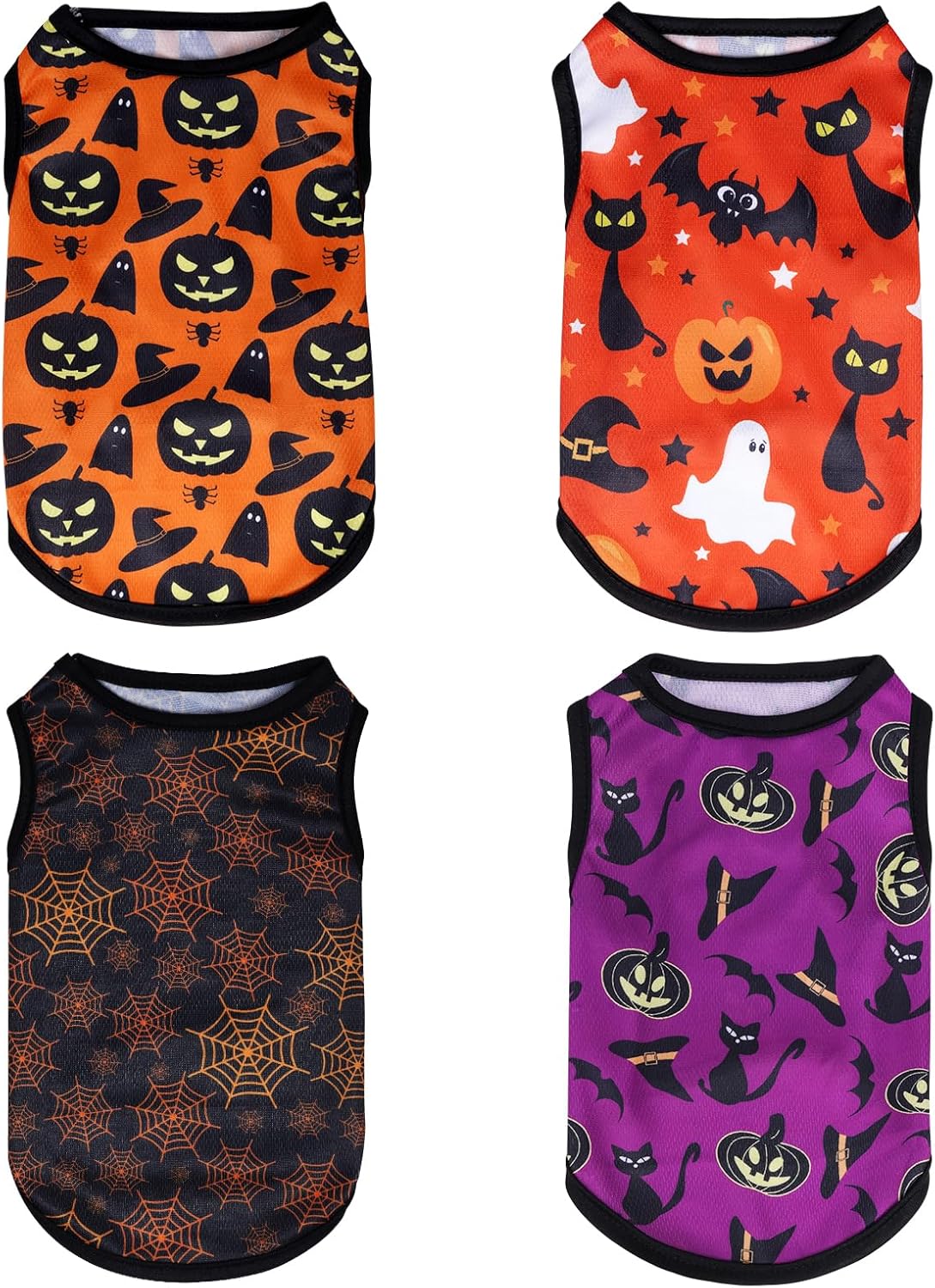 choyaxo 4pcs Dog Shirts Sleeveless Printed Pet Vest for Chiuahaha Small Medium Dogs Halloween Stars Large