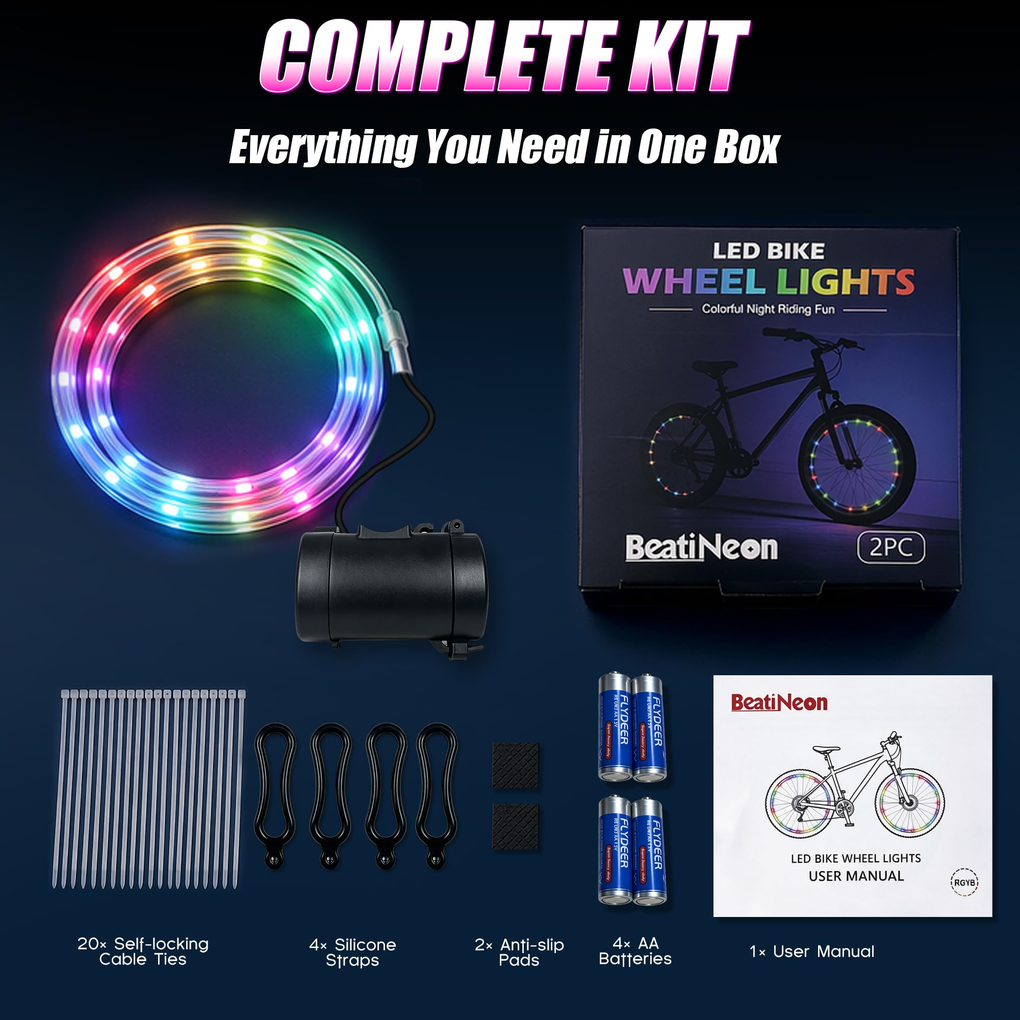 Confezione da 2 luci LED per ruote di bicicletta per guida notturna