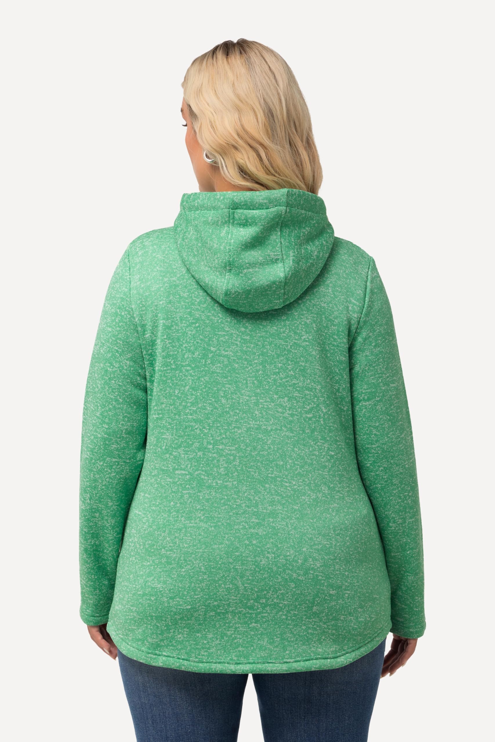 Ulla Popken Damen Strickfleece-jacke, Kapuze, Reißverschlusstaschen Strickjacke