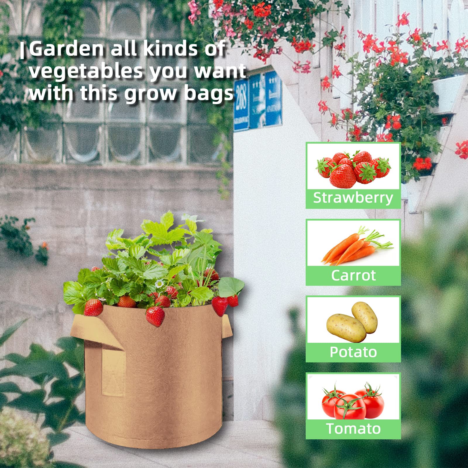 Lot de 30 sacs de culture en tissu non tissé avec poignées, 30 litres, pots de fleurs en tissu non tissé pour légumes, fleurs, pommes de terre (marron)