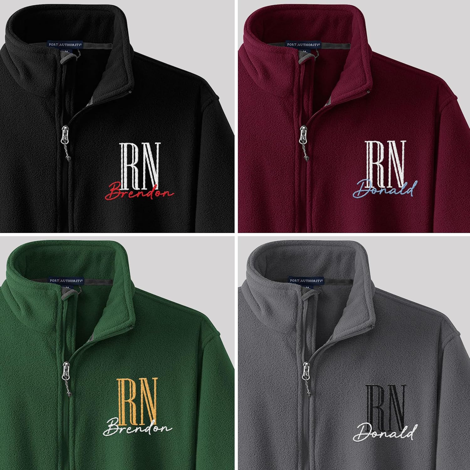 NACRE APPAREL Custom Embroidered Midweight Fleece Jacket Personalized Registered Nurse Jacket - Image 4