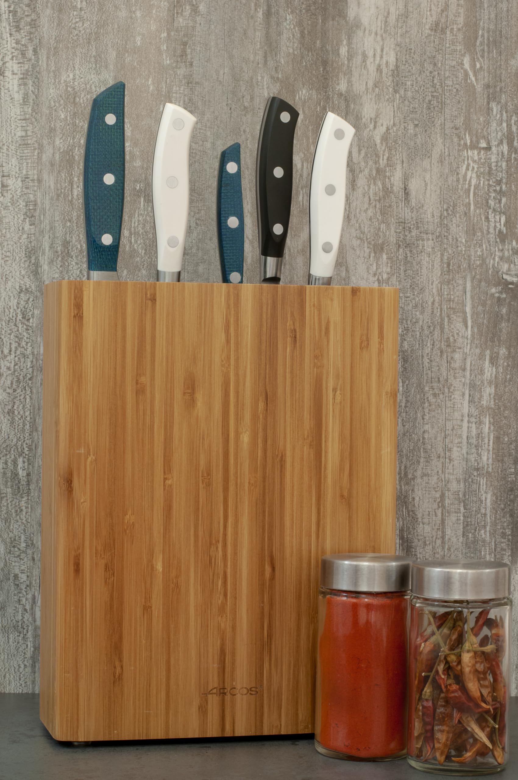 Arcos Set Bloque Universal para Cuchillosin Cuchillos hasta. 220x89x280mm. 3700 gr. Hecho Bambú. Serie Tacos Universales. Color Marrón.