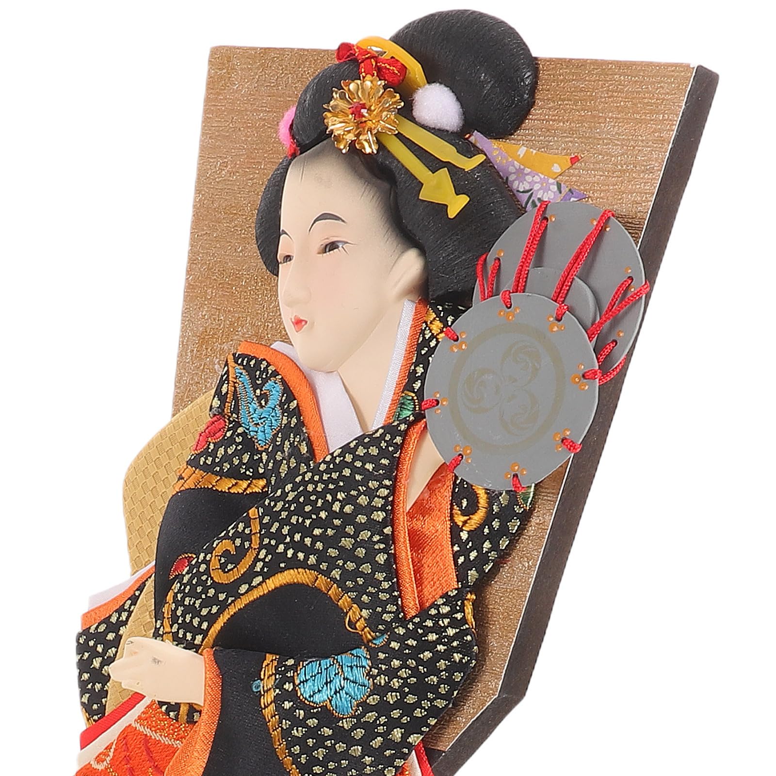 Mipcase Japanische Kabuki Mädchenpuppe 35cm aus Gewebe und Holz, Vintage
