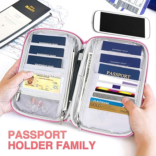 Miniatura 6 de Passport Holder Family, Women Rfid Blocking Passport Wallet, Travel Document Organizer Premium Wallets Passport Holders Bag