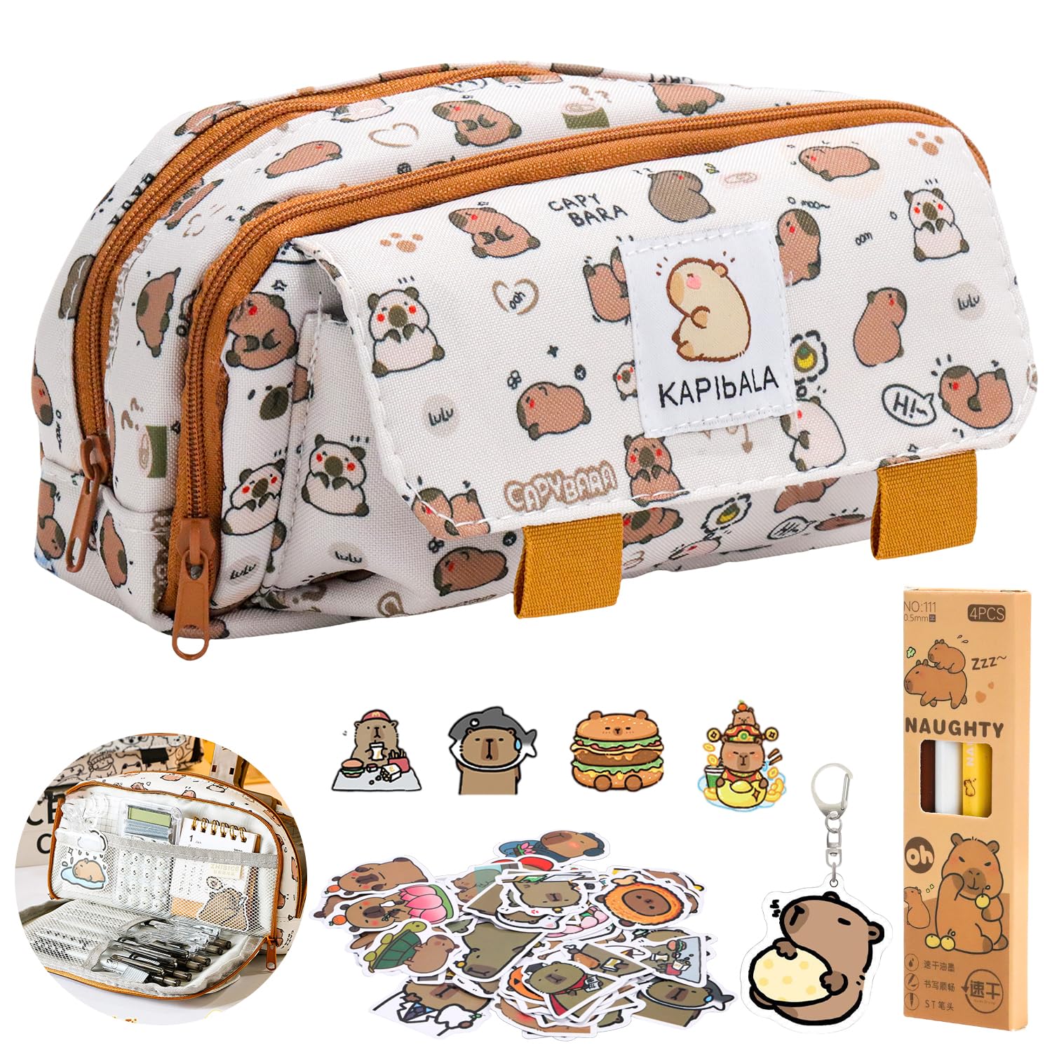 Astuccio Capybara Kawaii Multistrato - Portapenne Divertente Con Tante Tasche Per Scuola E Ufficio - Foto 3