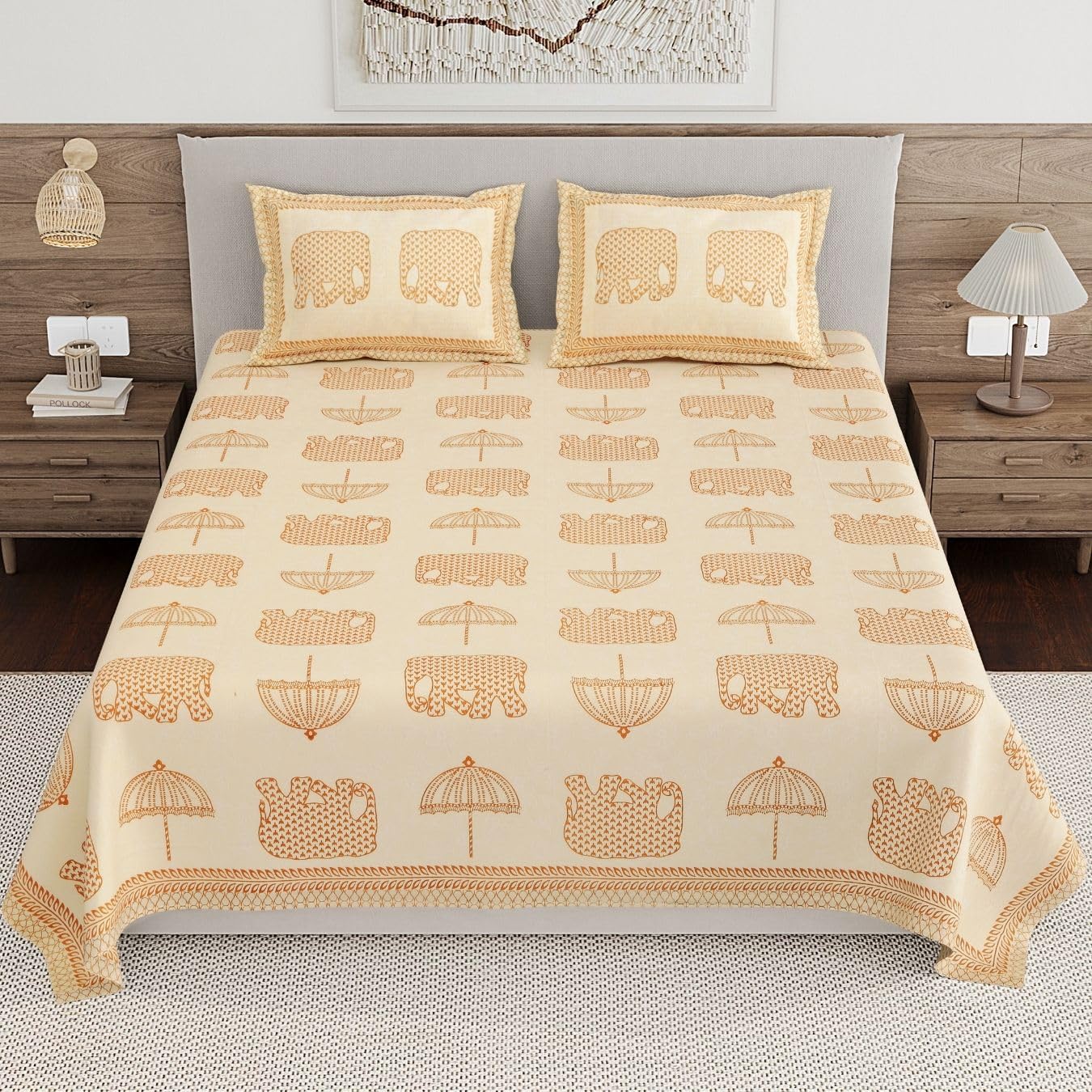 Living Roots Pure Cotton Bedsheets - Grey Paisley -16