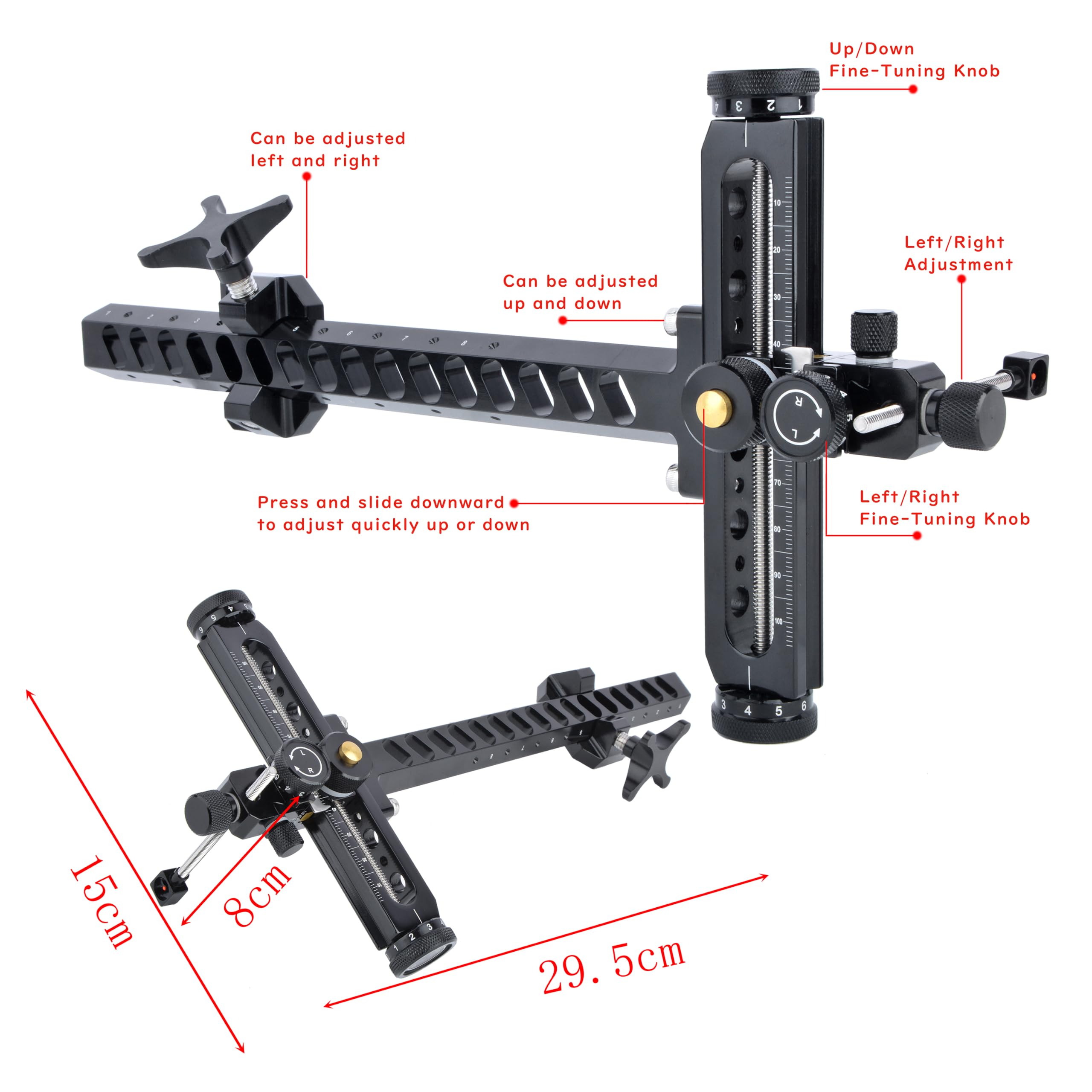 Recurve-Bogenvisier,Bogenschießen-Visier,Aluminiumhalterung,Recurvebow Sight,Recurve-Visier RH&LH