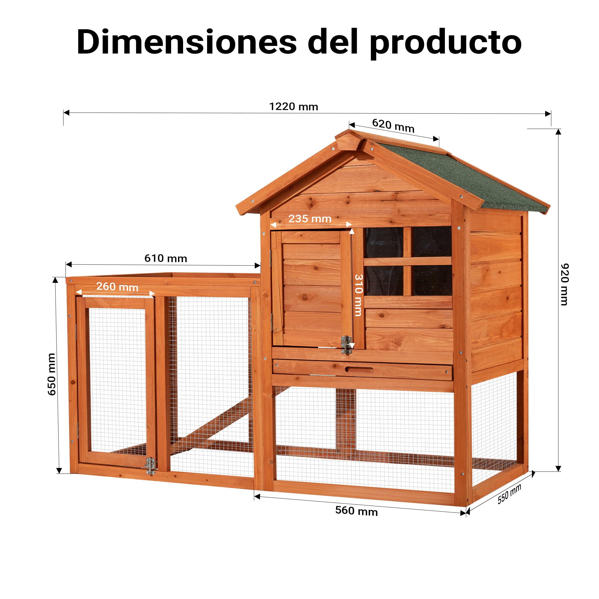 Conejera Jaula Conejos recinto Descubierto Zona Descubierta Corredor caseta Corral Madera Abeto