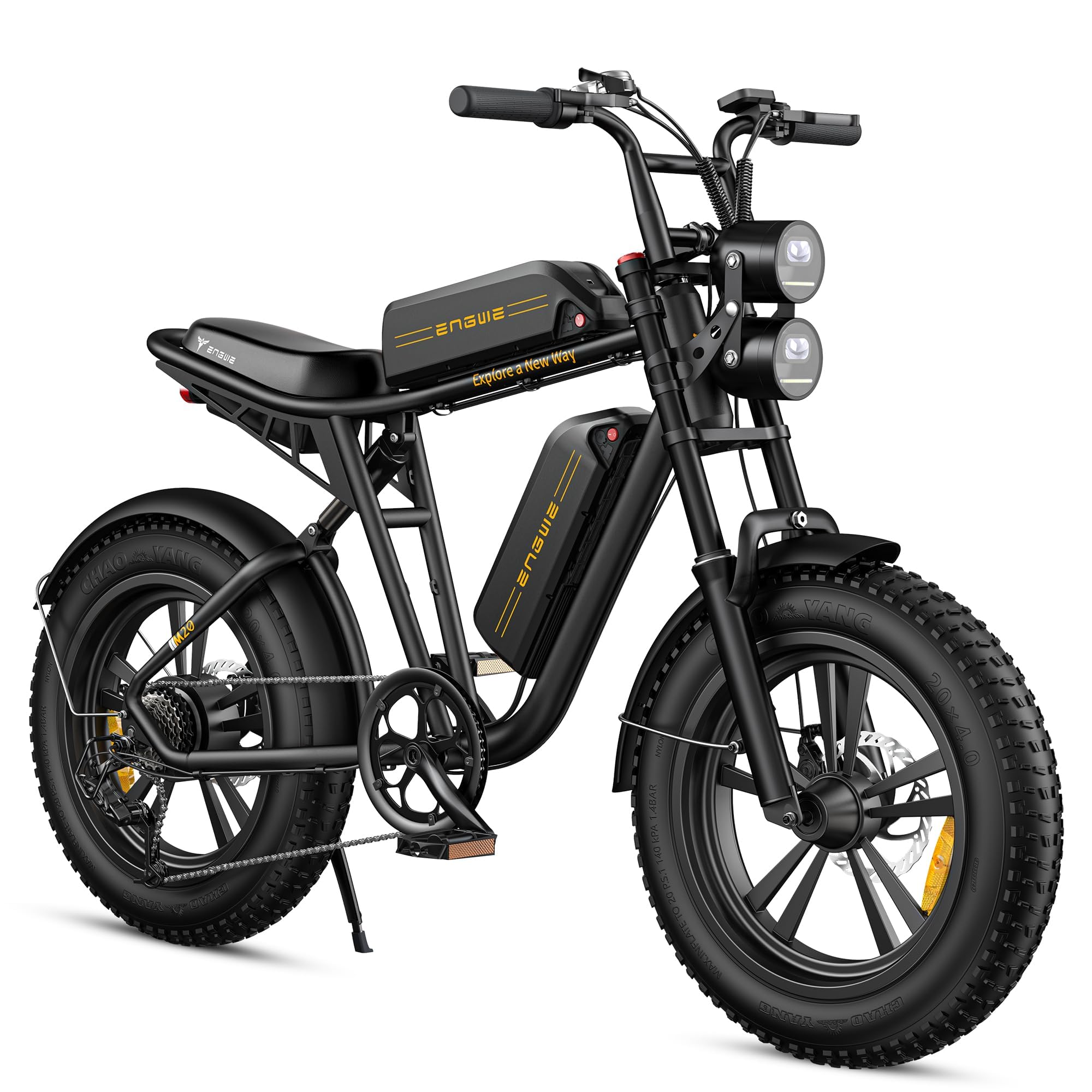 ENGWE E Bike Hommes Vélo électrique-Ebike avec Une Batterie/ 2 Batteries, E-Bike 20 * 4.0 Pouces Pneus Gras, Ebike Hommes jusqu'à 75km/150km/90km/170km, Vélo électrique 7 Vitesses, M20/M1