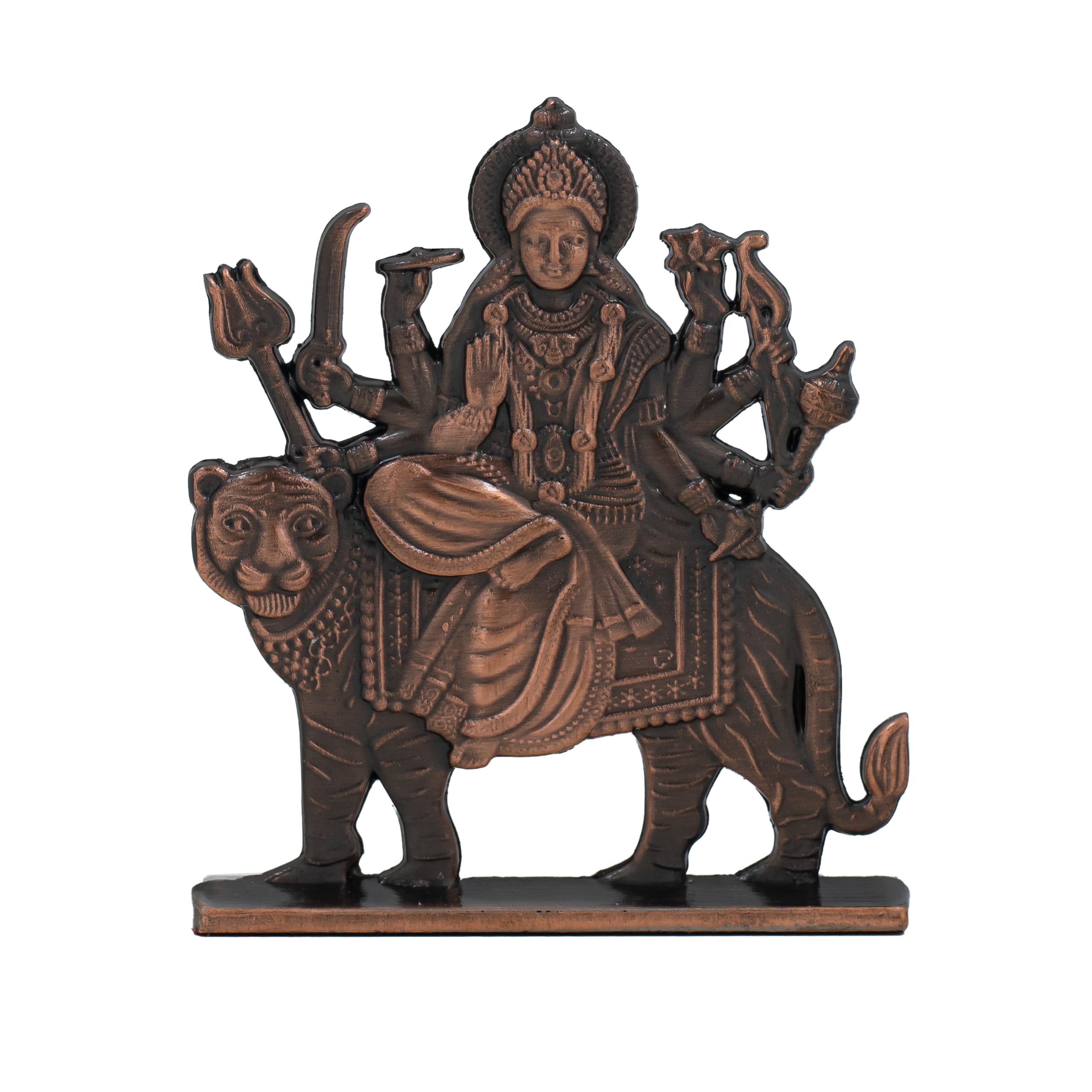 ringzinnie Durga Maa Idol for Car Dashboard & Home Temple - Exquisite Brass Statue for Good Luck & Fortune