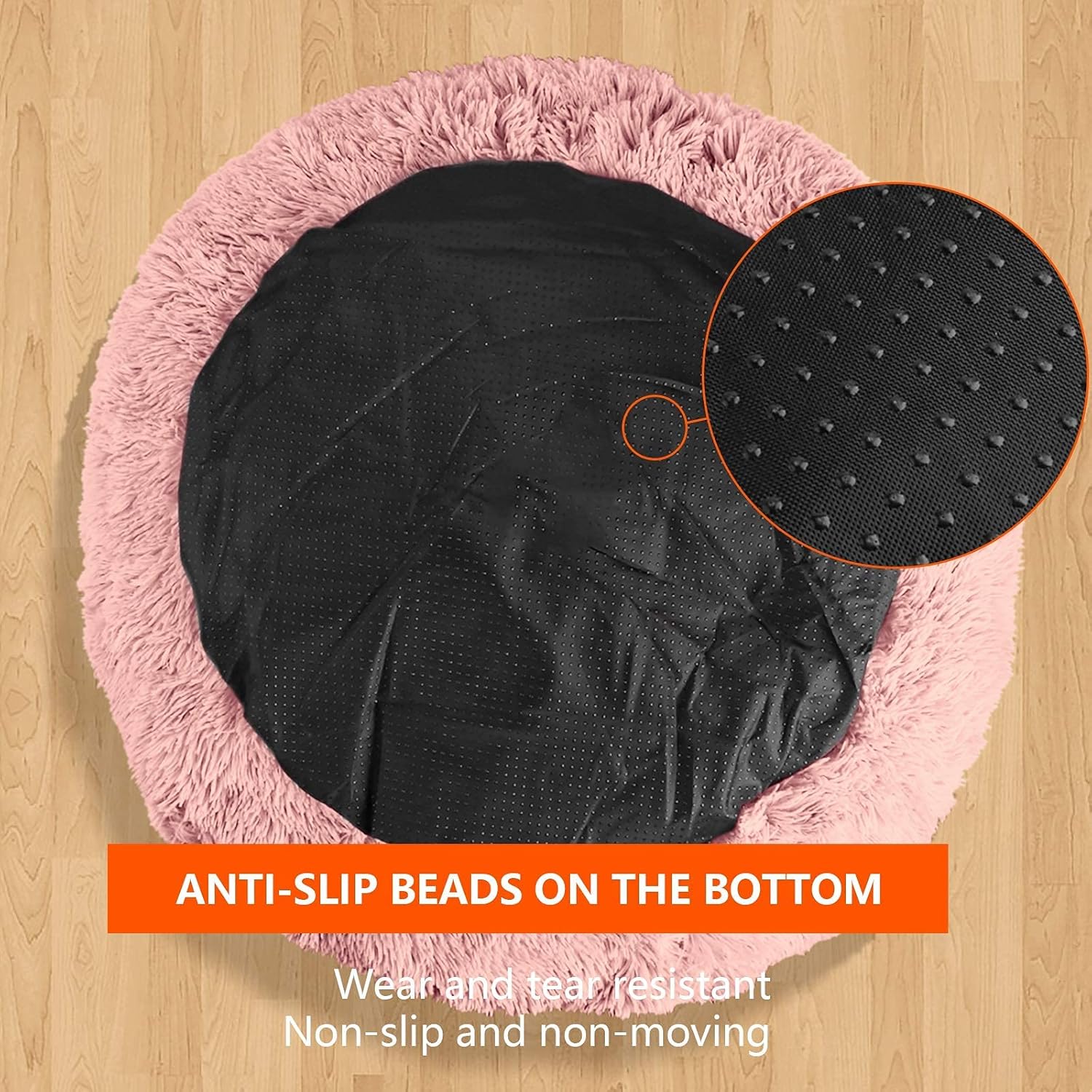 OKPOW Donut Dog Bed Anti Anxiety Dog Bed Plush Pet Bed Round Warm