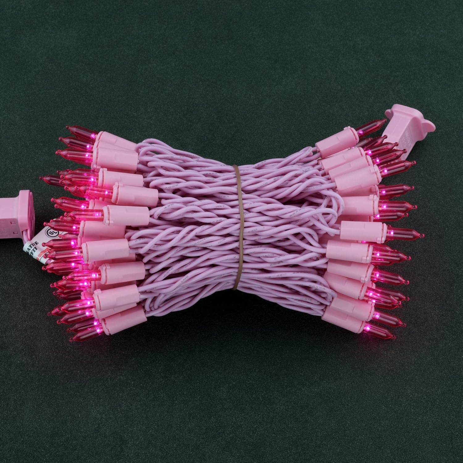 YULETIME Pink LED Christmas Lights with Pink Wire, 33 ft 100 Count UL Certified Commercial Grade Holiday String Light Set - Image 4