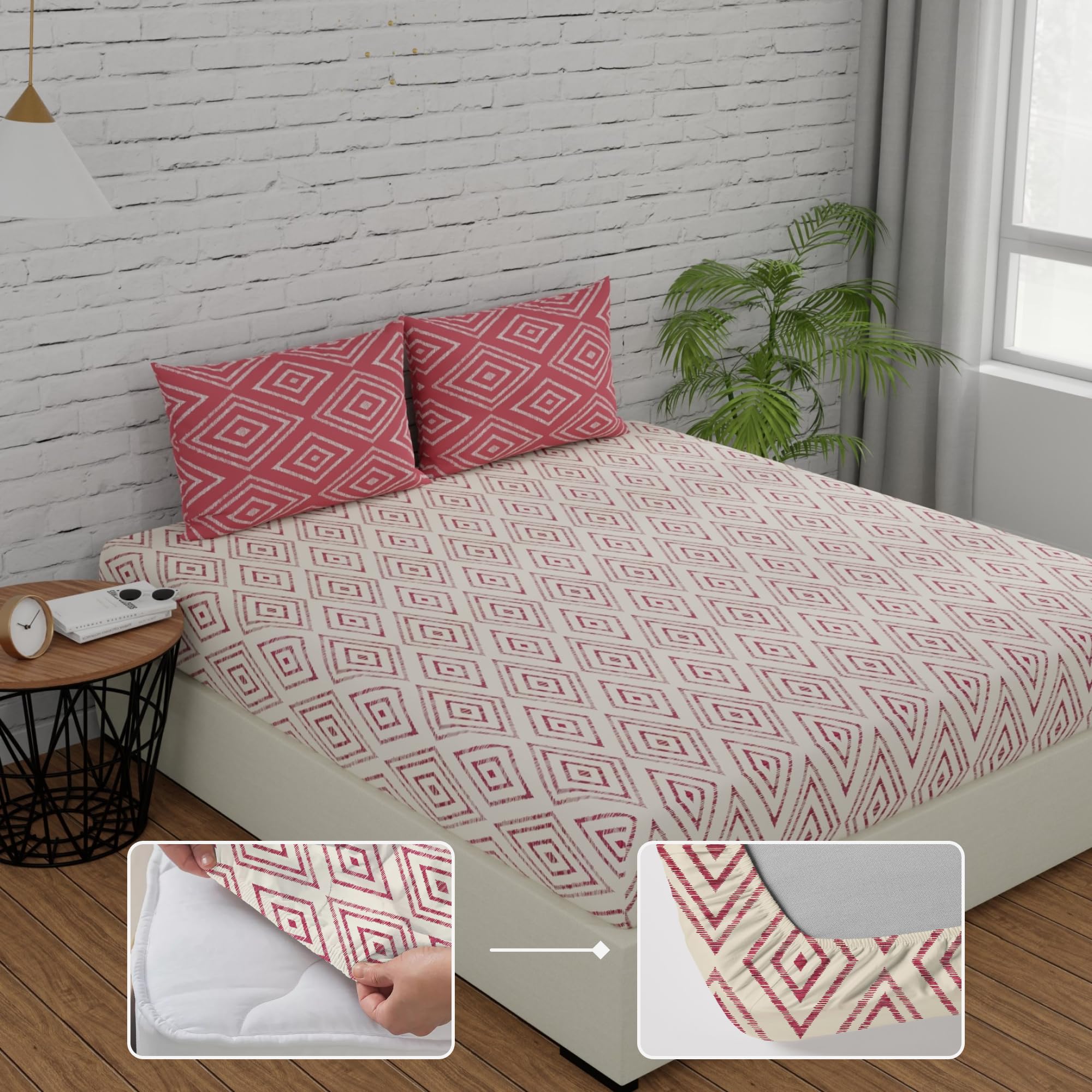 Huesland Cotton Fitted Sheet Set - Sage Green -25