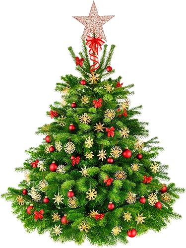 Miniatura 10 de BinaryABC Estrella para árbol de Navidad, adornos brillantes para decoración del árbol de Navidad, 7.9 in (morado)