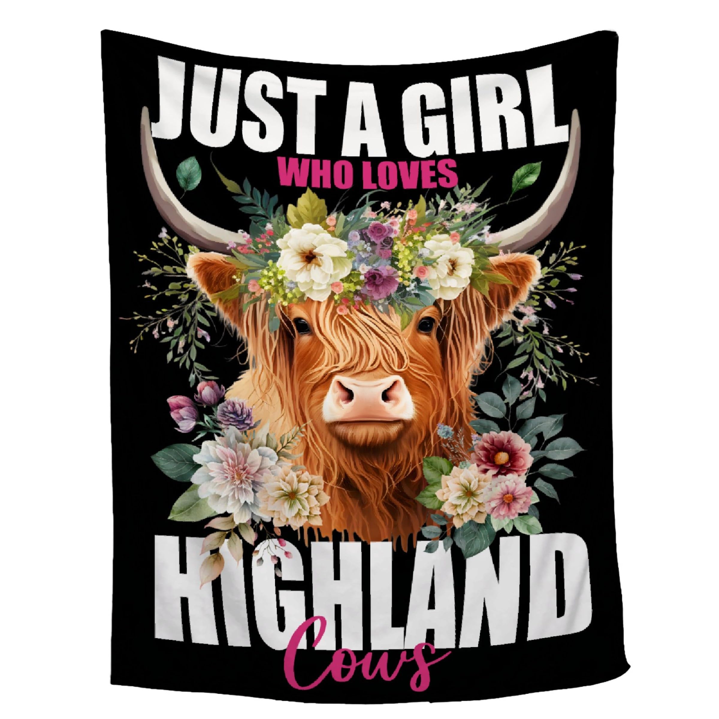 Highland Cow Throw Blanket,Flannel Throw Blankets Gift Soft Cozy Plush Bedding Blanket,Just a Girl Who Loves Highland Cows Blanket for Kids Adults Couch Sofa Camping,30