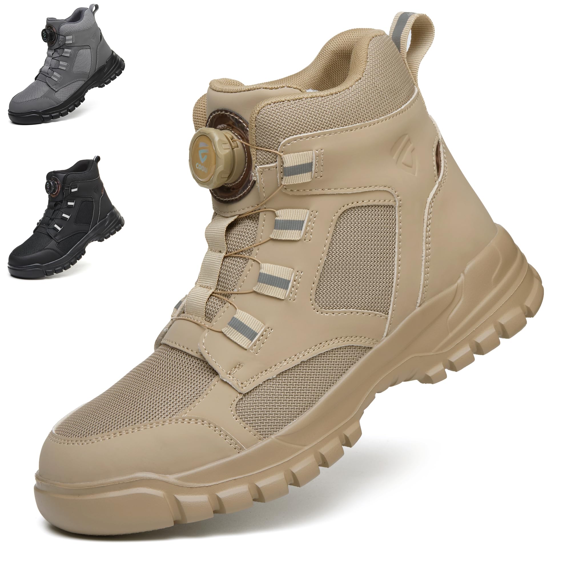 Bottes de travail respirantes sans dentelle avec embout en acier pour homme et femme | Bottes de sécurité légères Chaussures de construction