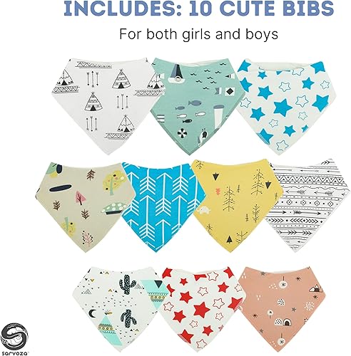 Miniatura 5 de Baberos tipo bandana para bebé, de 3 a 24 meses, de 3 a 24 meses, baberos de algodón orgánico ultra absorbentes para niños y niñas, broches seguros