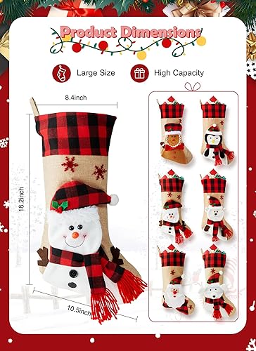 Miniatura 15 de Minetom Calcetines de Navidad, paquete de 4 calcetines de Navidad colgantes de 18 pulgadas con etiqueta de nombre personalizada, muñeco de nieve