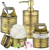 Vista 10 de Autumn Alley Juego de accesorios de baño rústicos, dispensador de jabón negro de granja, soporte para cepillos de dientes negro mate, 2 tarros