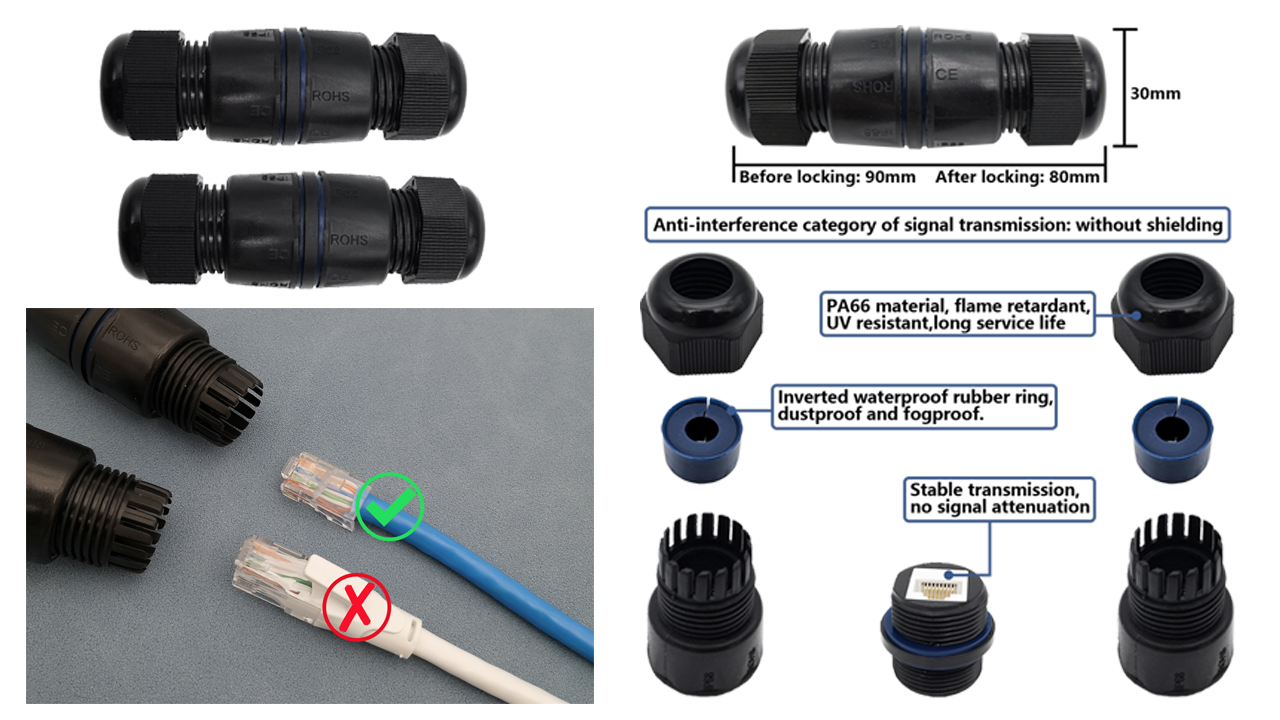 LAN ケーブル用 中継 コネクタ カプラー インサート イエロー 25個 Amazon.co.jp: CTRICALVER 防水RJ45カプラー 防塵キャップ付き