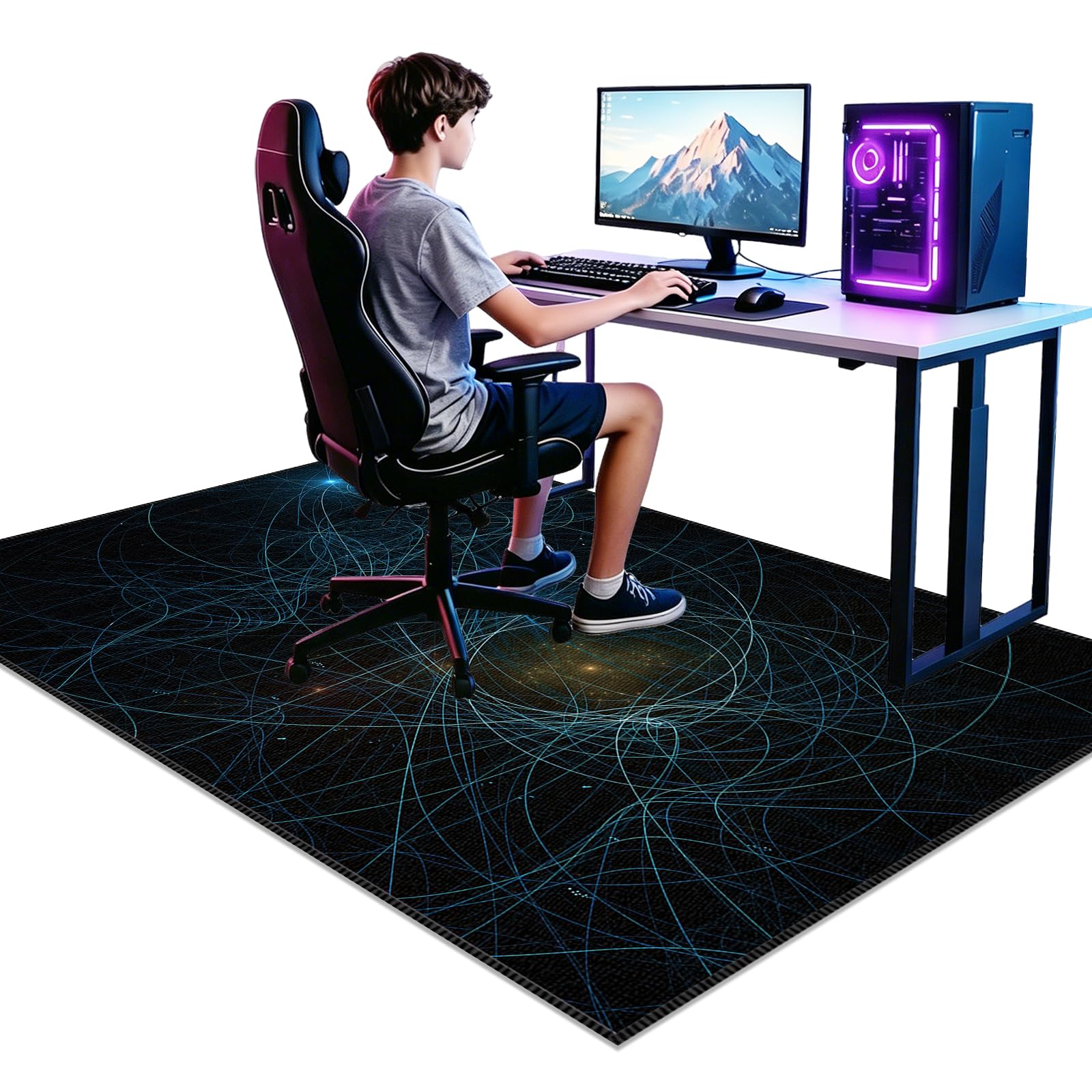 Tapis de chaise de bureau pour moquette évitant les rayures