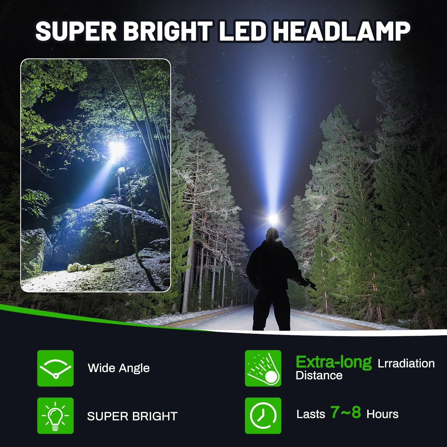 BlueYu Torcia Frontale Ricaricabile, Solari Lampada Frontale Super Luminoso con Sensore Movimento, 5000 lumen, 3 Modalità di Illuminazione Impermeabile Lampade da Testa per Campeggio, Escursionismo