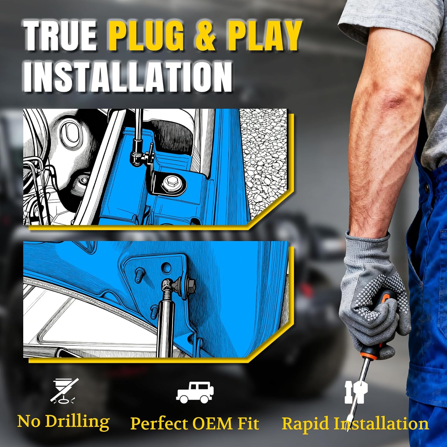 ARANA Hood Strut Kit for Mercedes-Benz Sprinter Van 907 910 VS30 2018-2024 (No Drill), Front Bonnet Hood Holder Shocks Absorber Lift Support for 2018 2019 2020 2021 2022 2023 2024 Sprinter, 2 Pcs