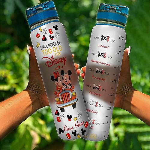 Miniatura 4 de HAVIAS Botella de agua personalizada de Mickey de 32 onzas, Mickey y Minnie están sentados en un auto, botella de agua de Mickey, regalo de Mickey