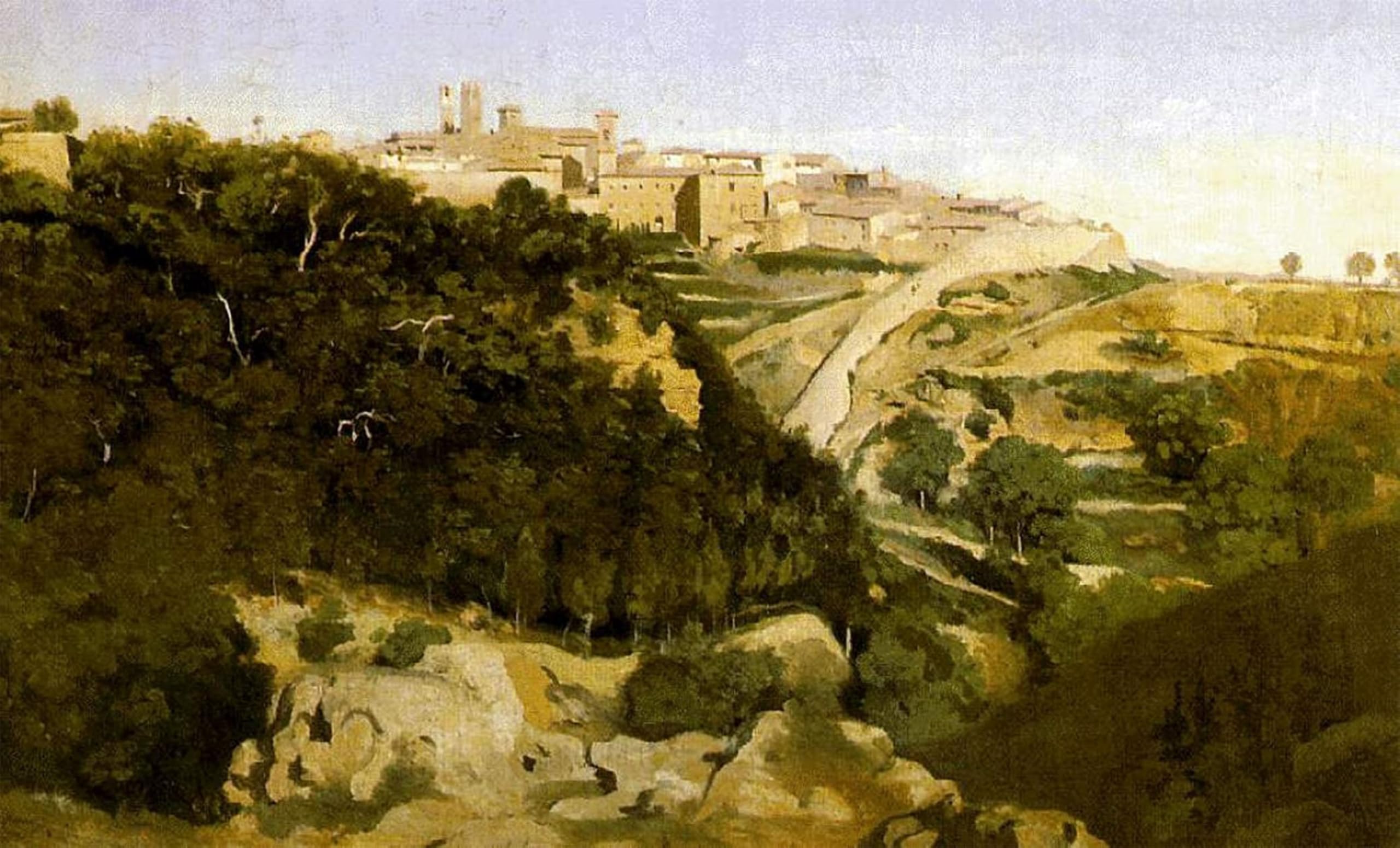 SERENDIPITP Vintage Picture Print on Canvas Wall Art Poster Landscape with city by Jean Baptiste Camille Corot Artwork Print Poster for Wall Decor 60x90cm