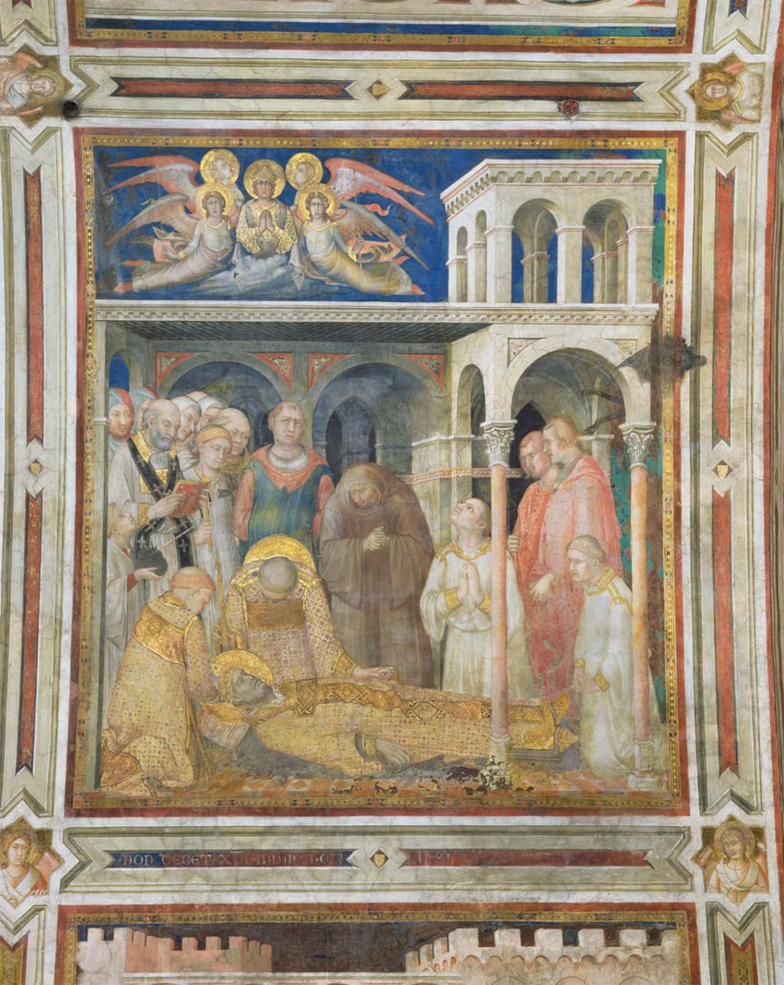SERENDIPITP Vintage Picture Print on Canvas Wall Art Poster the Death of St From the Life of St by Simone Maritini Artwork Print Poster for Wall Decor 60x90cm