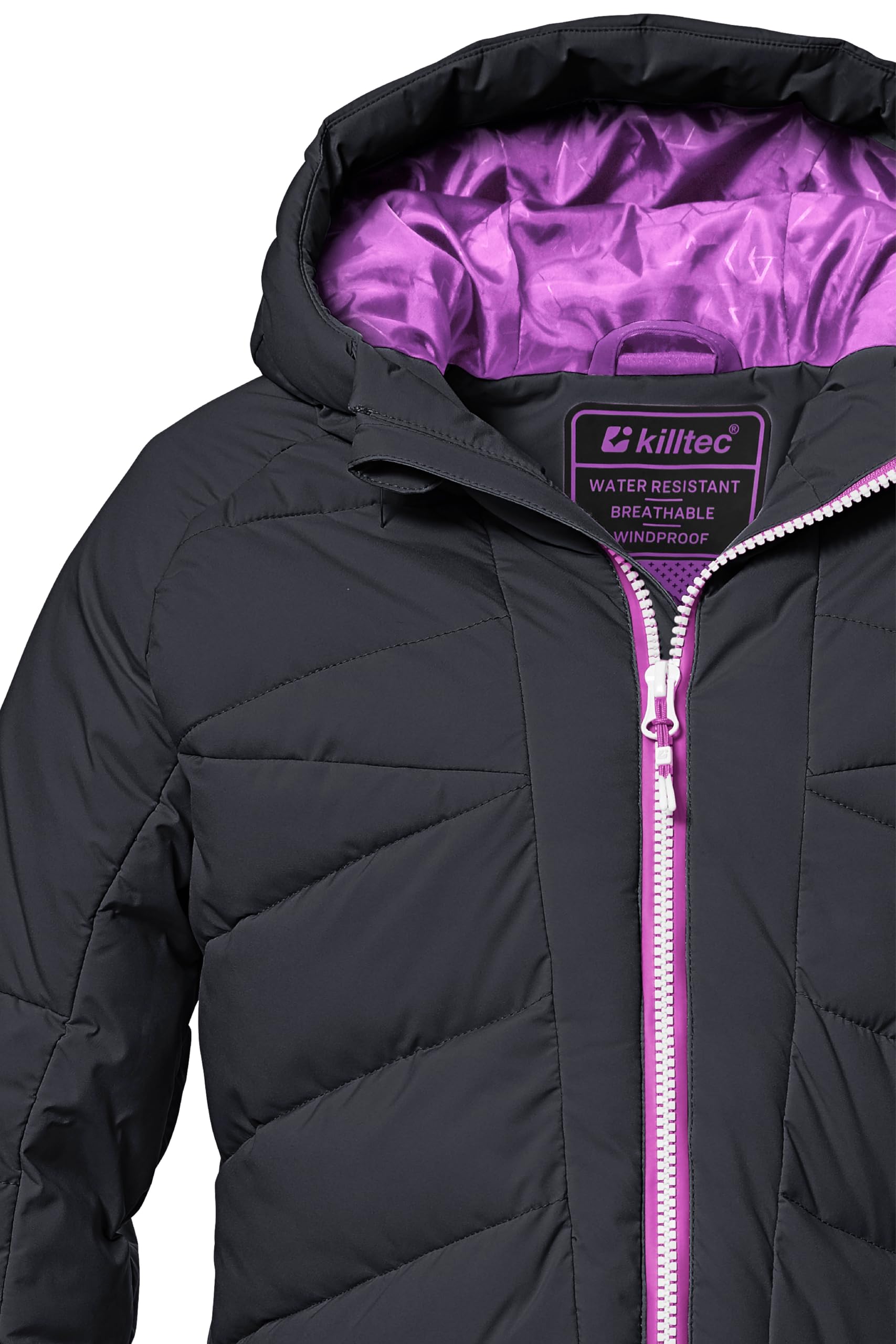 Killtec Mädchen Ksw 116 Grls Ski Qltd Jckt Steppjacke/Skijacke mit Kapuze und Schneefang
