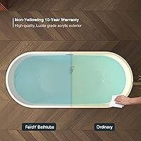 Vista 3 de FerdY Bali - Bañera de acrílico independiente, bañera de inmersión independiente con forma graciosa, certificado CUPC blanco brillante, drenaje