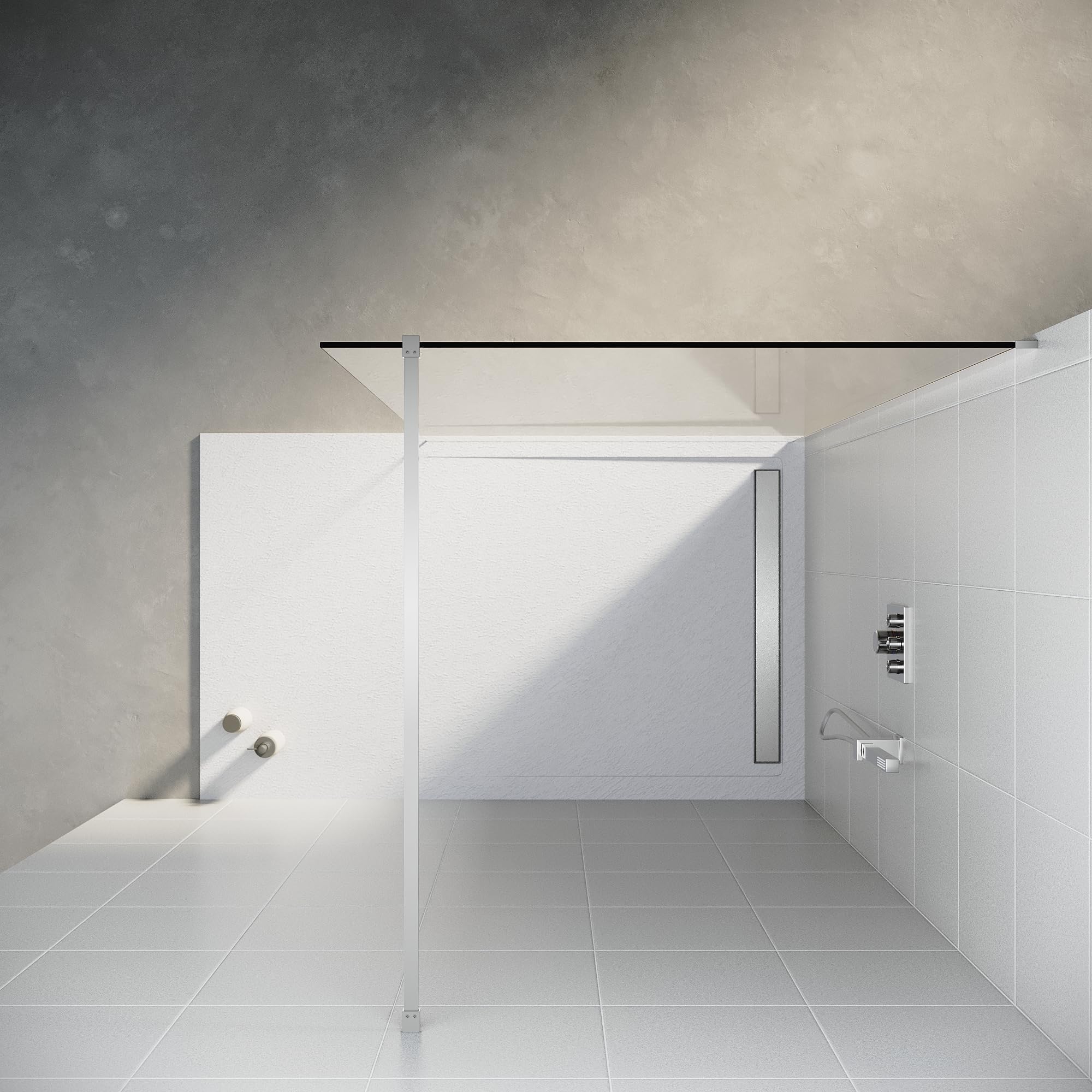 SONNI Mampara Ducha Fija Antical 70x200cm Mamparas de Ducha Frontal Cristal Templado 8mm,con Barra Estabilizadora y Perfil Aluminio